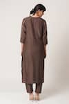 Shop_Dot_Brown Silk Round Kurta Set _at_Aza_Fashions