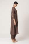 Dot_Brown Silk Round Kurta Set _Online_at_Aza_Fashions