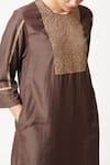 Buy_Dot_Brown Silk Round Kurta Set _Online_at_Aza_Fashions