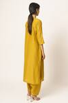 Shop_Dot_Yellow Silk Round Kurta Set _at_Aza_Fashions