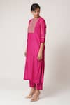 Buy_Dot_Pink Silk Round Kurta Set _at_Aza_Fashions