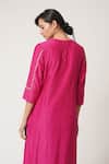 Dot_Pink Silk Round Kurta Set _Online_at_Aza_Fashions