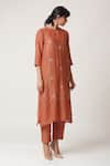 Buy_Dot_Orange Chanderi Round Kurta Set _at_Aza_Fashions