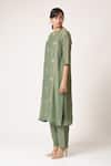 Buy_Dot_Green Chanderi Round Kurta Set _Online_at_Aza_Fashions
