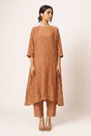 Shop_Dot_Orange Chanderi Round Kurta Set _at_Aza_Fashions