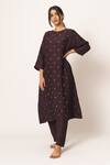 Dot_Purple Chanderi Round Kurta Set _Online_at_Aza_Fashions