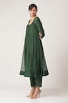Buy_Dot_Green Chanderi Round Anarkali Set _at_Aza_Fashions