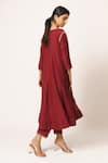 Shop_Dot_Maroon Chanderi Round Anarkali Set _at_Aza_Fashions