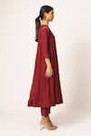 Dot_Maroon Chanderi Round Anarkali Set _Online_at_Aza_Fashions