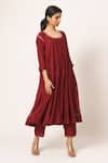 Buy_Dot_Maroon Chanderi Round Anarkali Set _Online_at_Aza_Fashions