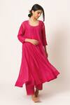 Buy_Dot_Pink Chanderi Round Anarkali Set _at_Aza_Fashions