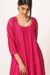 Buy_Dot_Pink Chanderi Round Anarkali Set _Online_at_Aza_Fashions
