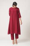 Buy_Dot_Maroon Chanderi Round Kurta Set _at_Aza_Fashions