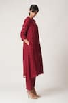 Shop_Dot_Maroon Chanderi Round Kurta Set _at_Aza_Fashions