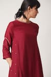 Buy_Dot_Maroon Chanderi Round Kurta Set _Online_at_Aza_Fashions