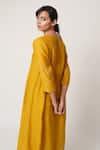 Buy_Dot_Yellow Chanderi Round Kurta Set _at_Aza_Fashions