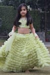 Buy_Panchhi by Kanupriya Tibrewala_Green Silk Organza Frill Lehenga Set _at_Aza_Fashions