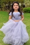 Panchhi by Kanupriya Tibrewala_Blue Layered Lehenga Set For Girls_Online_at_Aza_Fashions