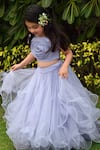 Buy_Panchhi by Kanupriya Tibrewala_Blue Silk Organza Layered Lehenga Set For Girls_Online_at_Aza_Fashions