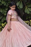 Panchhi by Kanupriya Tibrewala_Pink Silk Satin Pleated Lehenga Set _Online_at_Aza_Fashions