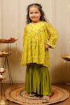 Buy_Tiny Colour_Yellow Georgette Embroidery Floral Print Kurta And Sharara Set _at_Aza_Fashions