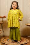 Buy_Tiny Colour_Yellow Georgette Embroidery Floral Print Kurta And Sharara Set _Online_at_Aza_Fashions