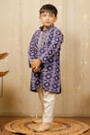 Buy_Tiny Colour_Blue Cotton, Silk Gota Patti Geometric Print Kurta Set _at_Aza_Fashions
