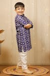 Tiny Colour_Blue Cotton, Silk Gota Patti Geometric Print Kurta Set _Online_at_Aza_Fashions
