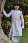 Buy_Panchhi by Kanupriya Tibrewala_Grey Silk Blend Embroidered Kurta And Dhoti Pant Set _at_Aza_Fashions