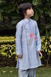 Panchhi by Kanupriya Tibrewala_Grey Silk Blend Embroidered Kurta And Dhoti Pant Set _Online_at_Aza_Fashions