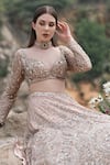 Rajbinder Chahal_Beige Blouse And Lehenga Dupion Silk Dupatta Net Bridal Set _Online_at_Aza_Fashions