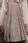 Shop_Rajbinder Chahal_Beige Blouse And Lehenga Dupion Silk Dupatta Net Bridal Set _Online_at_Aza_Fashions