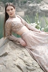 Rajbinder Chahal_Beige Blouse And Lehenga Dupion Silk Dupatta Net Bridal Set _at_Aza_Fashions