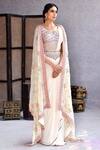 Shop_Reeti Arneja_White Georgette Embroidered Saree Gown With Cape_at_Aza_Fashions