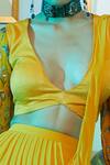 Shop_DiyaRajvvir_Yellow Georgette Pre-draped Skirt Saree With Blouse_at_Aza_Fashions