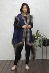 Buy_Rhe-Ana_Blue Wool Fur Open Neck Faux Cape _at_Aza_Fashions
