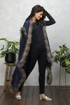 Rhe-Ana_Blue Wool Fur Open Neck Faux Cape _Online_at_Aza_Fashions