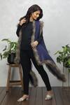 Buy_Rhe-Ana_Blue Wool Fur Open Neck Faux Cape _Online_at_Aza_Fashions