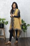 Buy_Rhe-Ana_Yellow Wool Fur Open Neck Faux Cape _Online_at_Aza_Fashions