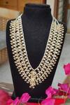 Shop_Riana Jewellery_Gold Plated Layered Stone Long Necklace _at_Aza_Fashions