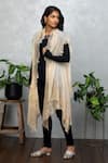 Buy_Rhe-Ana_Beige Wool Embellished Crystals Open Neck Cape  _Online_at_Aza_Fashions