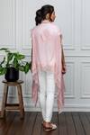 Shop_Rhe-Ana_Pink Wool Embellished Crystals Open Neck Cape  _at_Aza_Fashions