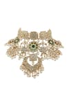 Riana Jewellery_Gold Plated Pearls, Beads, Glitter Floral Stone Pendant Choker Set _Online_at_Aza_Fashions