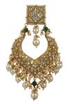 Riana Jewellery_Gold Plated Pearls, Beads, Glitter Floral Stone Pendant Choker Set _at_Aza_Fashions