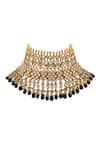 Riana Jewellery_Gold Plated Pearls, Glitter Bead Drop Stone Choker Set _Online_at_Aza_Fashions
