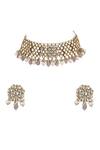 Shop_Riana Jewellery_Gold Plated Pearls, Beads Drop Choker Set _at_Aza_Fashions
