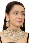 Buy_Riana Jewellery_Gold Plated Pearls, Beads, Stones Floral Necklace Set _at_Aza_Fashions