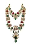 Buy_Riana Jewellery_Gold Plated Real Jadtar Stones Embellished Necklace Set _Online_at_Aza_Fashions