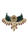 Shop_Riana Jewellery_Gold Plated Real Jadtar Stones Bead Embellished Necklace Set _Online_at_Aza_Fashions