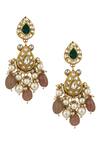 Riana Jewellery_Gold Plated Real Jadtar Stones Bead Embellished Necklace Set _at_Aza_Fashions